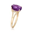3.95 Carat Amethyst Ring with Diamond Accents in 14kt Yellow Gold