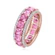 5.75 ct. t.w. Pink Sapphire and .64 ct. t.w. Diamond Eternity Band in 14kt Rose Gold