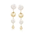 8-12mm Cultured Pearl and 14kt Yellow Gold Graduated Bead Drop Earrings