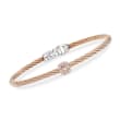ALOR &quot;Shades of Alor&quot; Blush Carnation Cable Station Bracelet with Diamond Accents in Stainless Steel and 18kt White and Rose Gold