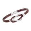 ALOR Men's Brown Leather and Stainless Steel Cable Knot Bracelet