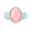 Pink Opal and Aqua Chalcedony Ring with .40 ct. t.w. White Zircons in Sterling Silver