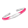 Pink Enamel Personalized Cuff Bracelet in Sterling Silver