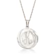 Sterling Silver Round Floral Locket Pendant Necklace with Diamond Accent