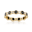 1.00 ct. t.w. Bezel-Set Black and White Diamond Eternity Band in 14kt Gold