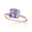 1.60 Carat Cusion-Cut Amethyst and .12 ct. t.w. Diamond Ring in 14kt Yellow Gold