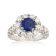 3.00 ct. t.w. Diamond and 2.35 Carat Sapphire Ring in 14kt White Gold