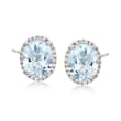 2.95 ct. t.w. Blue Aquamarine Stud Earrings with .10 ct. t.w. Diamonds in 14kt White Gold