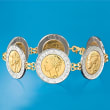 Italian Genuine 500-Lira Coin Bracelet with 14kt Yellow Gold