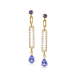 1.40 ct. t.w. Tanzanite and .38 ct. t.w. Diamond Paper Clip Link Drop Earrings in 14kt Yellow Gold
