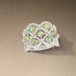 Opal and .50 ct. t.w. White Topaz Lattice Ring in Sterling Silver