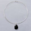 Black Agate Pendant Collar Necklace in Sterling Silver