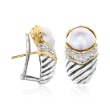 C. 1990 Vintage David Yurman 10mm Cultured Mabe Pearl and .25 ct. t.w. Diamond Earrings in Sterling Silver and 18kt Yellow Gold