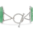Green Jade Large Scarab Station Toggle Bracelet in Sterling Silver