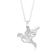 Sterling Silver Bird Pendant Necklace with Diamond Accents