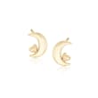 Child's Crescent Moon and Heart Stud Earrings in 14kt Yellow Gold