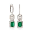 2.70 ct. t.w. Emerald and 1.20 ct. t.w. Diamond Drop Earrings 