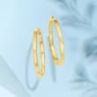 Italian 14kt Yellow Gold Squared-Edge Hoop Earrings