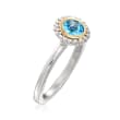Phillip Gavriel &quot;Popcorn&quot; .49 Carat Blue Topaz Ring in Sterling Silver with 18kt Yellow Gold