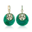 Green Onyx and 2.30 ct. t.w. Multi-Stone Drop Earrings With Diamonds in 18kt Yellow Gold