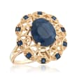 4.20 ct. t.w. Saphire Scrolled Ring in 14kt Yellow Gold