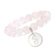 130.00 ct. t.w. Rose Quartz Bead Bracelet with Sterling Silver Personalized Removable Disc