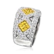 C. 1990 Vintage 1.35 ct. t.w. Yellow Sapphire and 1.00 ct. t.w. Diamond Ring in 14kt White Gold