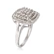 1.00 ct. t.w. Round and Baguette Diamond Ring in Sterling Silver