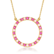 .70 ct. t.w. Rhodolite Garnet and .70 ct. t.w. Pink Sapphire Eternity Circle Necklace in 18kt Gold Over Sterling