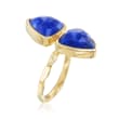Lapis Double-Triangle Ring in 18kt Yellow Gold Over Sterling Silver