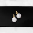 12-13mm Cultured South Sea Pearl and .16 ct. t.w. Diamond Earrings in 18kt Yellow Gold