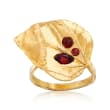 .70 ct. t.w. Garnet Leaf Ring in 18kt Gold Over Sterling