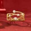 .25 ct. t.w. Bezel-Set Diamond Crisscross Ring in 14kt Yellow Gold