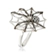 .10 ct. t.w. White Topaz Spider and Web Ring in Sterling Silver