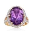 7.70 Carat Oval Amethyst and .28 ct. t.w. Diamond Ring in 14kt Yellow Gold