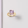 4.70 Carat Ametrine Ring with Diamonds in 14kt Yellow Gold