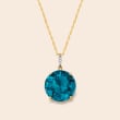 7.00 Carat London Blue Topaz Pendant Necklace in 14kt Yellow Gold