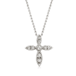 C. 1990 Vintage Tiffany Jewelry .35 ct. t.w. Diamond Cross Pendant Necklace in Platinum