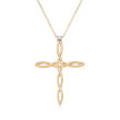 Roberto Coin &quot;Barocco&quot; 18kt Yellow Gold Braided Cross Pendant Necklace with Diamond Accent