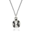 Sterling Silver Antiqued Baseball Charm Necklace. 18&quot;
