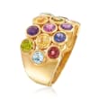 3.20 ct. t.w. Multi-Gemstone Three-Row Ring in 18kt Gold Over Sterling