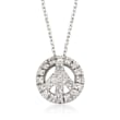 Roberto Coin &quot;Tiny Treasures&quot; .11 ct. t.w. Peace Sign Diamond Necklace in 18kt White Gold    