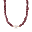 Cultured Baroque Pearl and 43.00 ct. t.w. Garnet Necklace in 14kt Yellow Gold