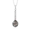 9.5-10mm Black Cultured Tahitian Pearl Pendant Necklace in Sterling Silver