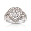 C. 1990 Vintage .65 ct. t.w. Diamond Heart Ring in 14kt White Gold