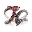 Black Spinel and 1.70 ct. t.w. Garnet Ring in Sterling Silver