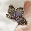 Multicolored Crystal Butterfly Pin Pendant