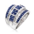 1.40 ct. t.w. Sapphire and .60 ct. t.w. Diamond Multi-Row Ring in Sterling Silver