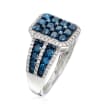 1.50 ct. t.w. Blue and White Diamond Ring in Sterling Silver