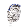 C. 1950 Vintage 1.15 ct. t.w. Diamond and .50 ct. t.w. Sapphire Swirl Pin in 14kt White Gold